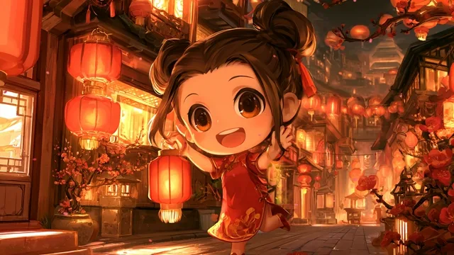 Lunar New Year Girl with a Red Lantern preview