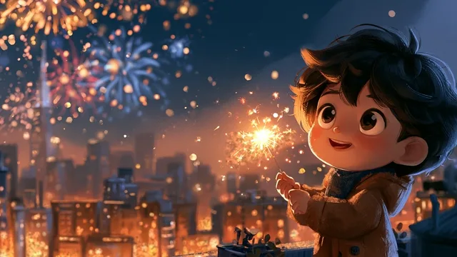 New Year Boy with a Sparkler preview